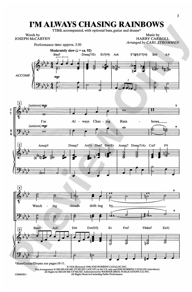 I'm Always Chasing Rainbows – TTBB Choral Octavo (Digital Download)
