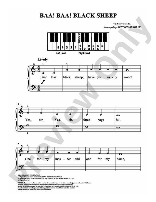 Baa! Baa! Black Sheep - Arr. Richard Bradley - Easy Piano (Digital Download)