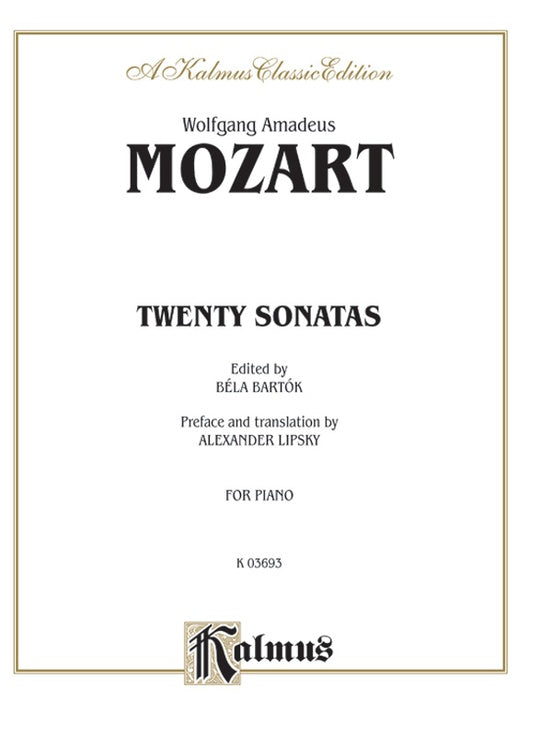 Mozart - Twenty Sonatas (Ed. Bela Bartok) - Piano Solo (Digital Download)