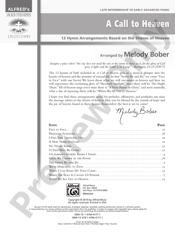 A Call to Heaven: 13 Hymn Arrangements Based on the Theme of Heaven - Piano (Digital Download)