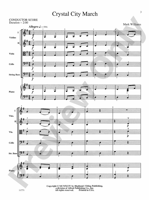 Crystal City March – String Orchestra Conductor Score & Parts (Digital Download)