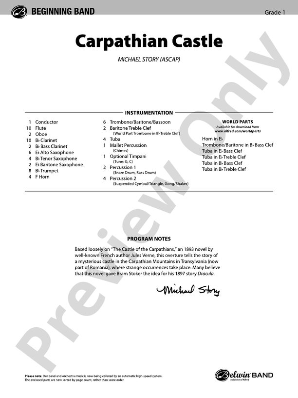 Carpathian Castle - Concert Band Conductor Score & Parts (Digital Download)