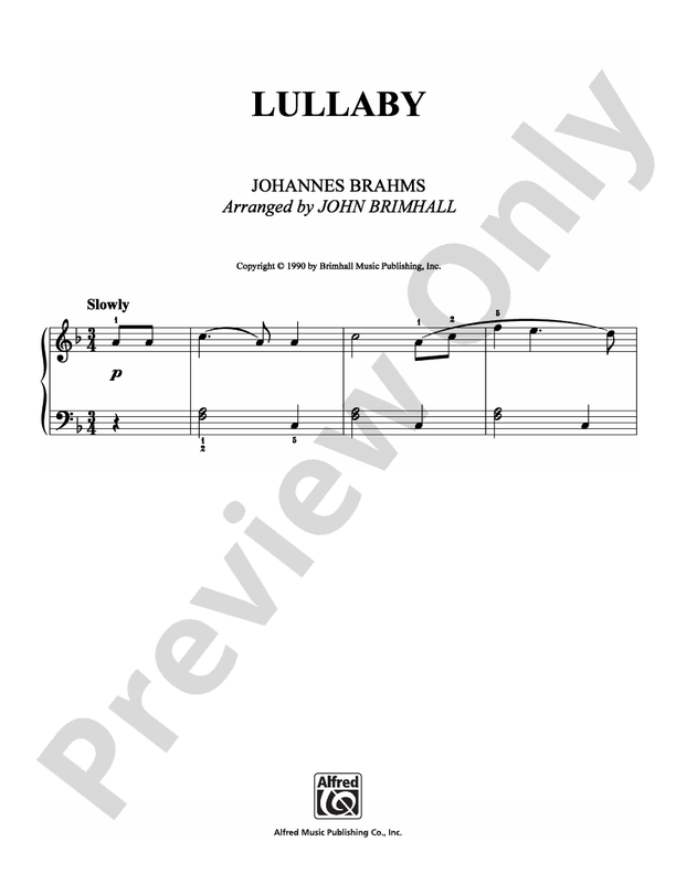 Brahms - Lullaby (Arr. John Brimhall) - Easy Piano (Digital Download)