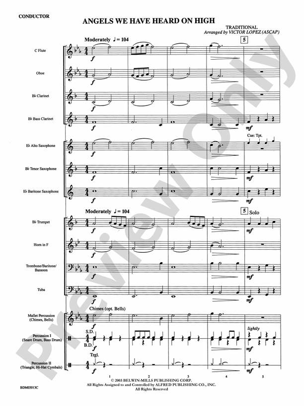 Angels We Have Heard on High (Grade 1) - Concert Band Conductor Score & Parts (Digital Download)