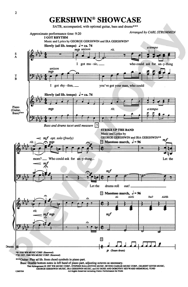 Gershwin Showcase – SATB Choral Octavo (Digital Download)