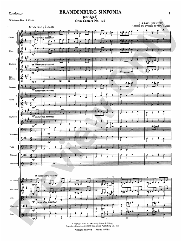 Brandenburg Sinfonia – Full Orchestra Conductor Score & Parts (Digital Download)