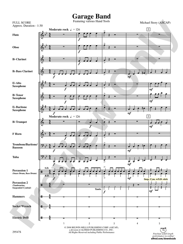 Garage Band - Concert Band Conductor Score & Parts (Digital Download)