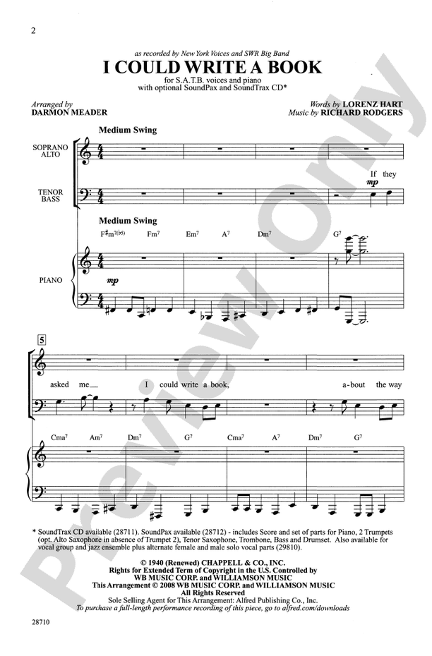 I Could Write a Book – SATB Choral Octavo (Digital Download)