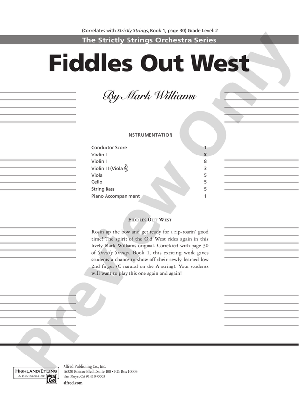 Fiddles Out West – String Orchestra Conductor Score & Parts (Digital Download)