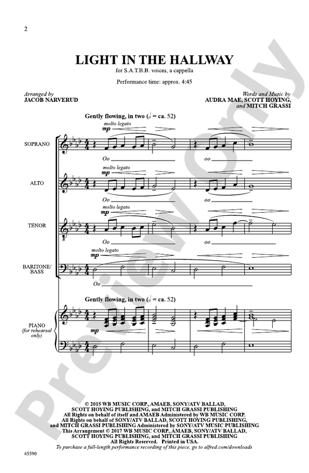 Light in the Hallway – SATBB, a cappella Choral Octavo (Digital Download)