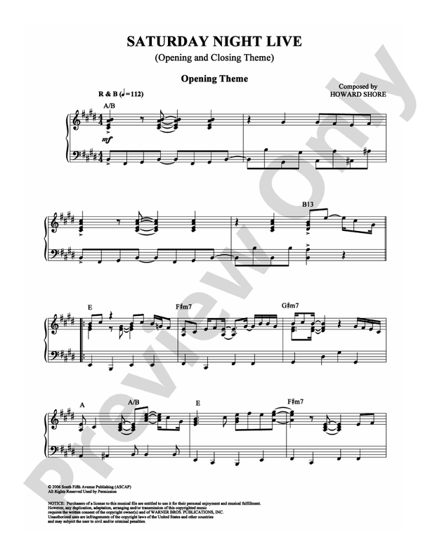 Saturday Night Live (Opening and Closing Themes) - Piano (Digital Download)