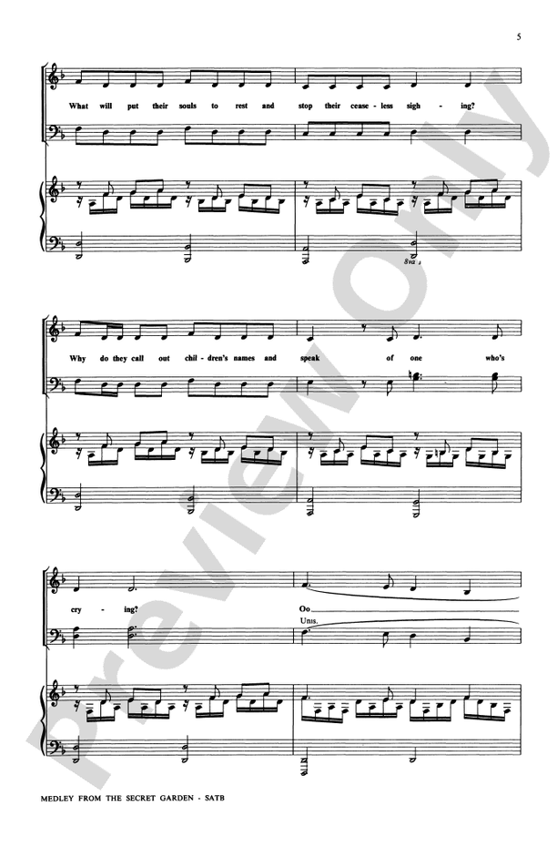 The Secret Garden, Medley from - SATB Choral Octavo (Digital Download)
