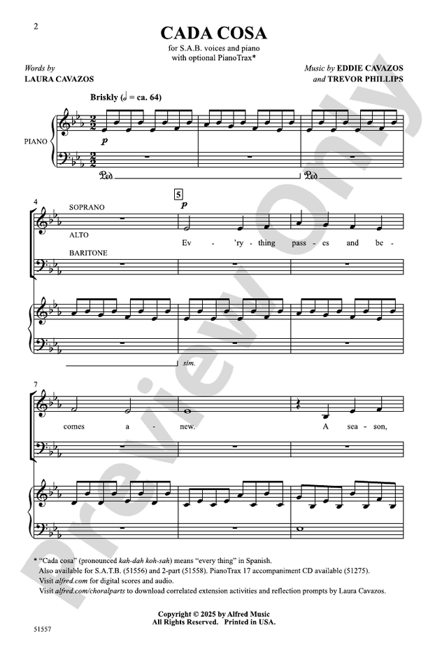 Cada Cosa - SAB Choral Octavo (Digital Download)