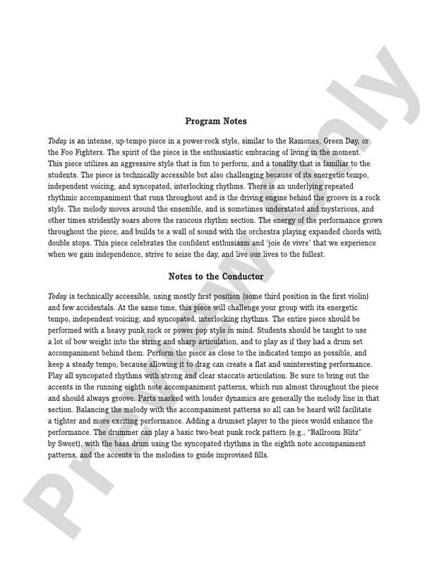 Today – String Orchestra Conductor Score & Parts (Digital Download)
