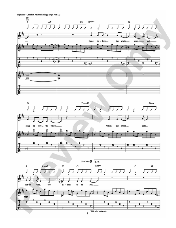 Canadian Railroad Trilogy - Guitar TAB (Digital Download)