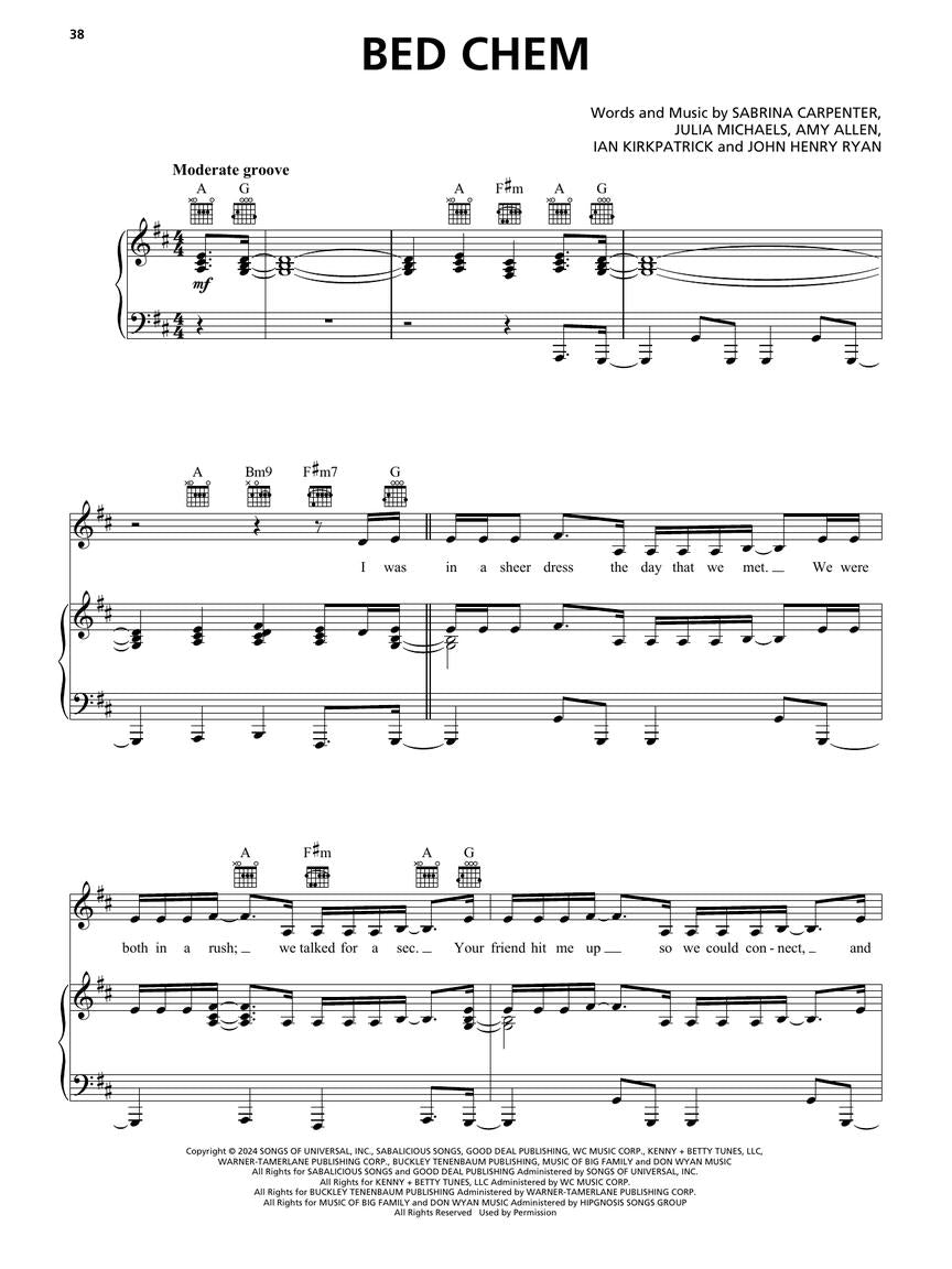 Short N' Sweet by Sabrina Carpenter - PVG by Hal Leonard 1754446