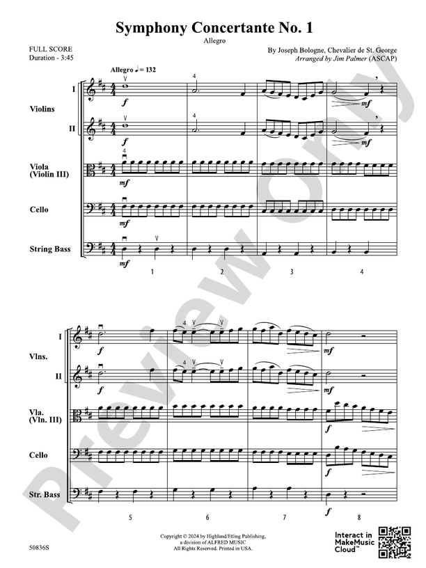 Symphony Concertante No. 1 – String Orchestra Conductor Score & Parts