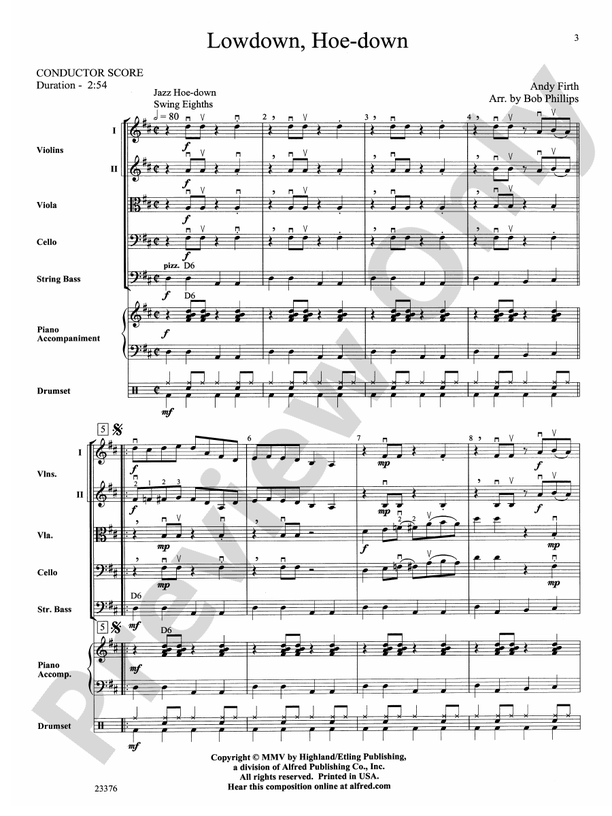 Lowdown, Hoe-down – String Orchestra Conductor Score & Parts (Digital Download)