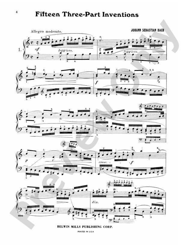 Bach - Three-Part Inventions (Ed. Mason) - Piano Solo (Digital Download)