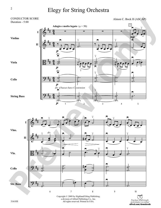 Elegy for String Orchestra – String Orchestra Conductor Score & Parts (Digital Download)
