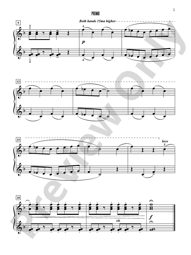 Contest Winners for Two, Book 3: 9 Original Piano Duets from the Alfred, Belwin, and Myklas Libraries - 1 Piano, 4 Hands (Digital Download)