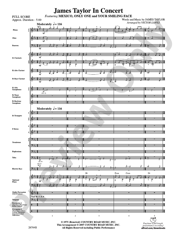 James Taylor in Concert - Concert Band Conductor Score & Parts (Digital Download)