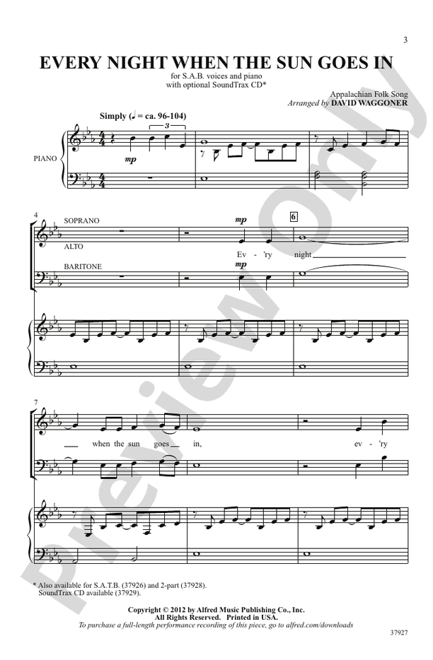 Every Night When the Sun Goes In – SAB Choral Octavo (Digital Download)