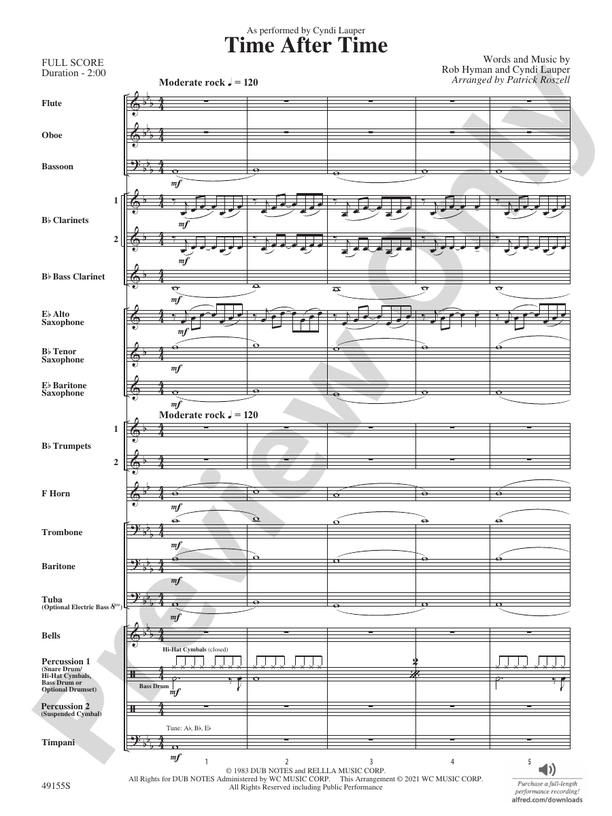 Time After Time - Concert Band Conductor Score & Parts (Digital Download)
