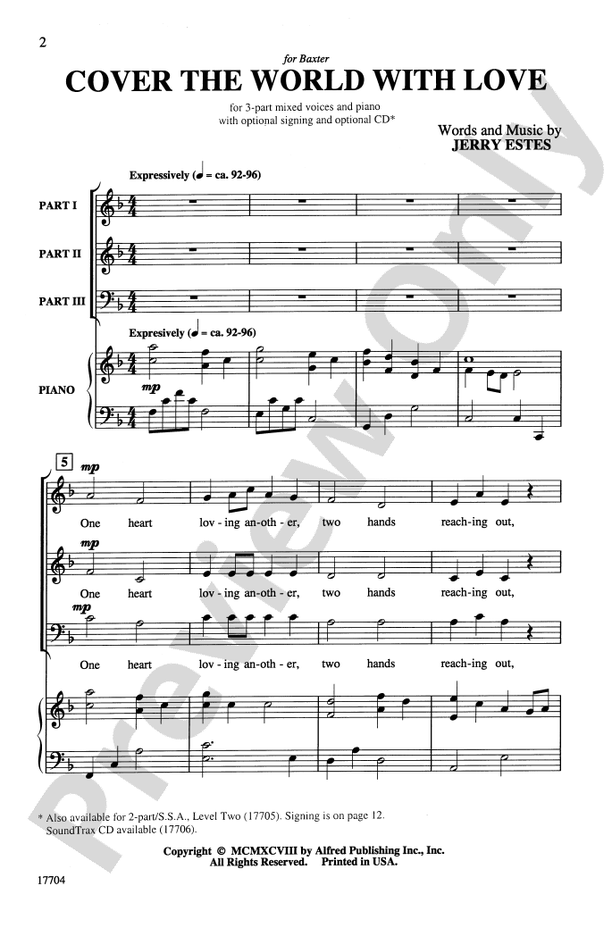 Cover the World with Love – 3-Part Mixed (with Sign Language) Choral Octavo (Digital Download)