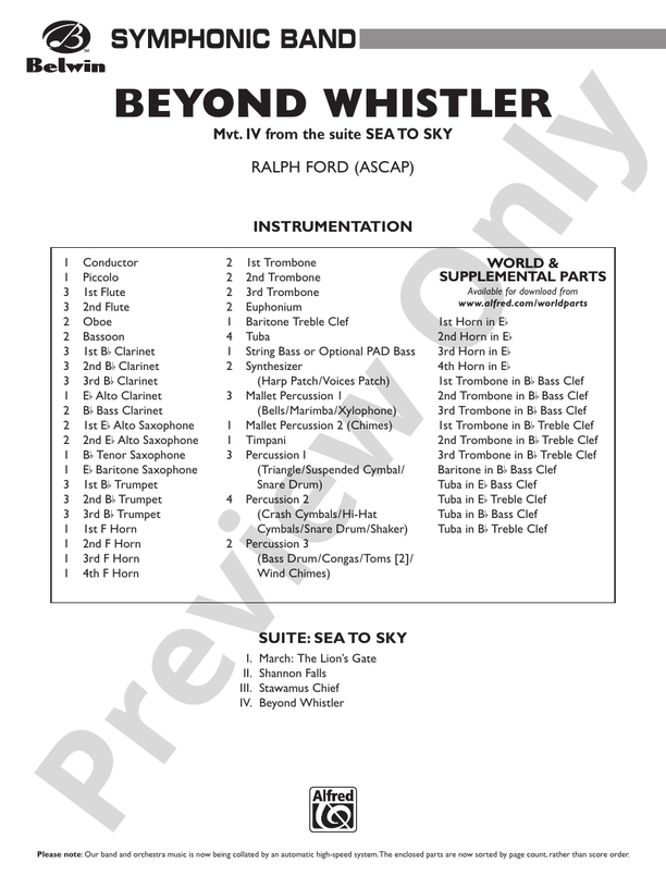 Beyond Whistler - Concert Band Conductor Score & Parts (Digital Download)