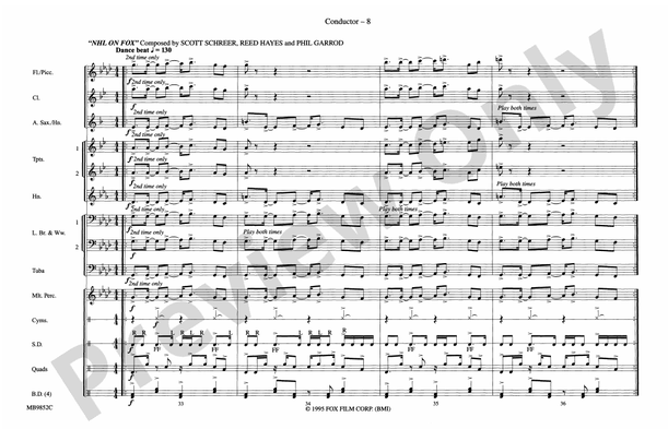Fox Sports Themes – Marching Band Conductor Score & Parts (Digital Download)