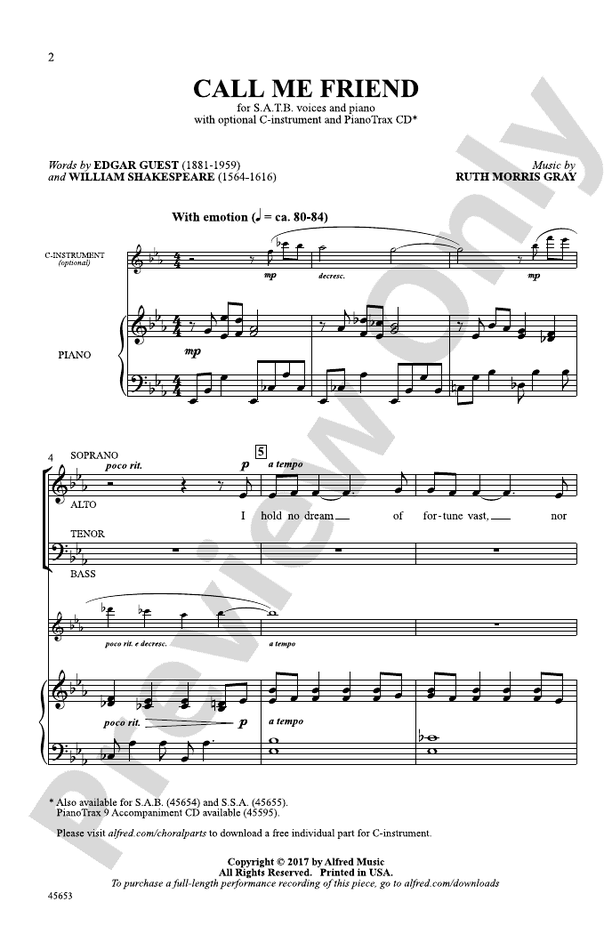 Call Me Friend – SATB Choral Octavo (Digital Download)