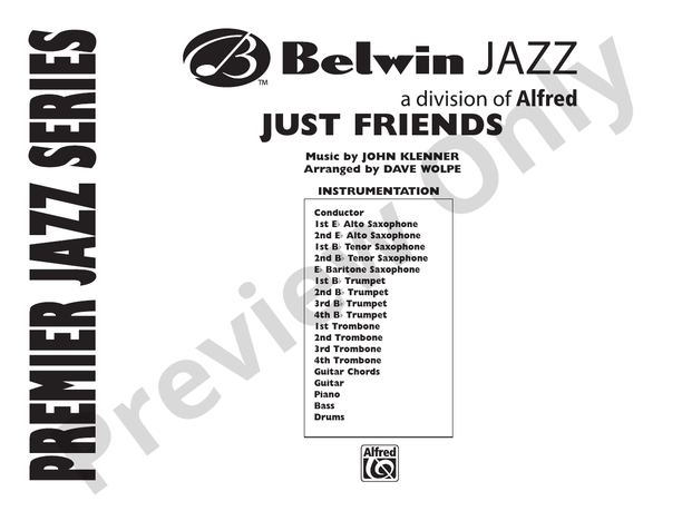 Just Friends (Dave Wolpe Jazz Ensemble) - Jazz Ensemble Conductor Score & Parts(Digital Download)