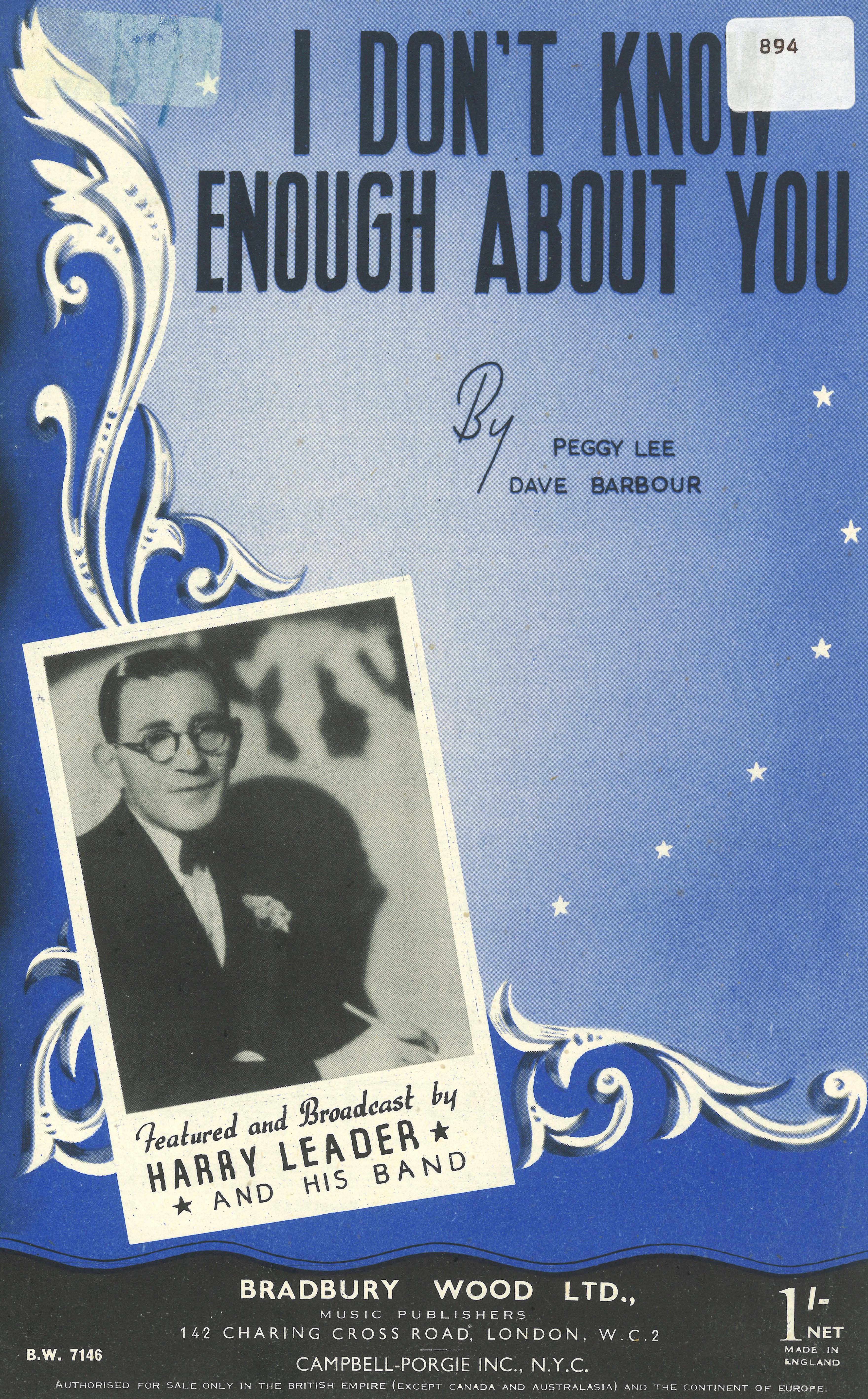 I Don't Know Enough About You - Harry Leader - PVG (Digital Download)