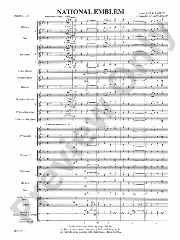 National Emblem - Concert Band Conductor Score & Parts (Digital Download)