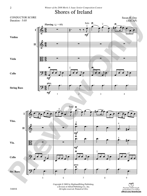 Shores of Ireland – String Orchestra Conductor Score & Parts (Digital Download)
