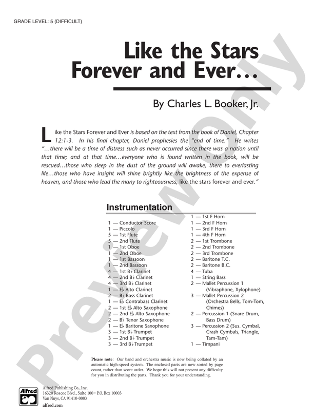 Like the Stars Forever and Ever ... - Concert Band Conductor Score & Parts (Digital Download)