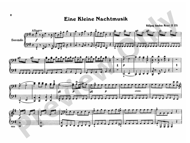 Mozart - Eine Kleine Nachtmusik (K.525) - 1 Piano, 4 Hands (Digital Download)