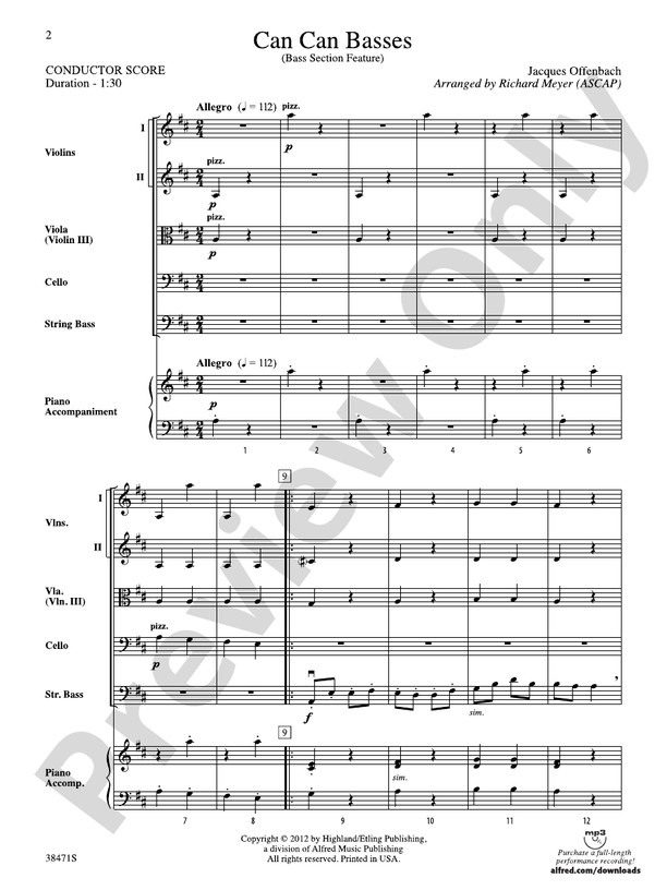 Can Can Basses – String Orchestra Conductor Score & Parts (Digital Download)