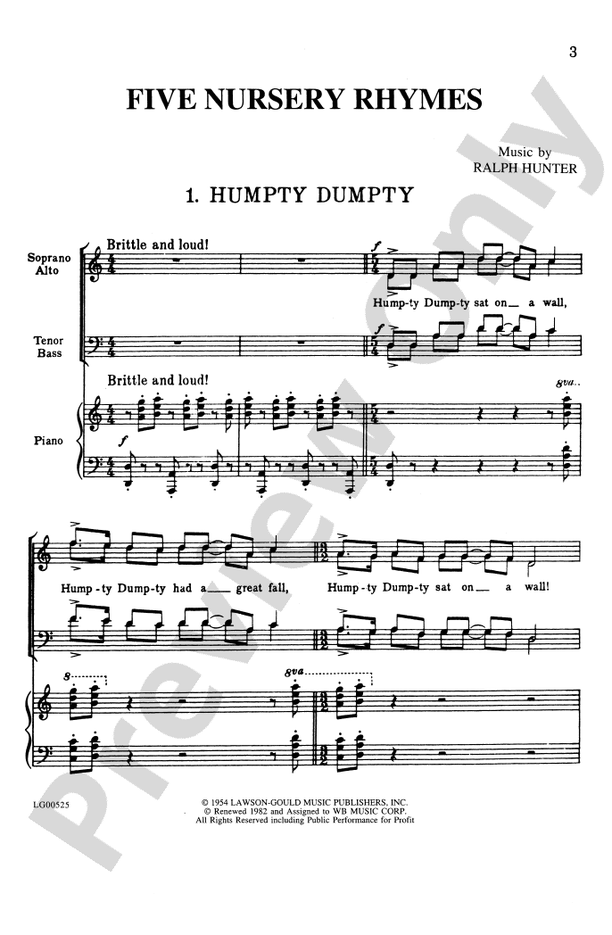 Five Nursery Rhymes – SATB Choral Octavo (Digital Download)