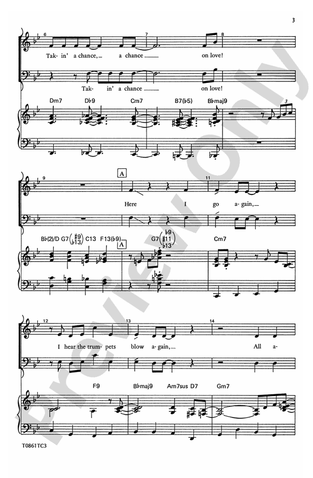 Taking a Chance on Love - SAB Choral Octavo (Digital Download)