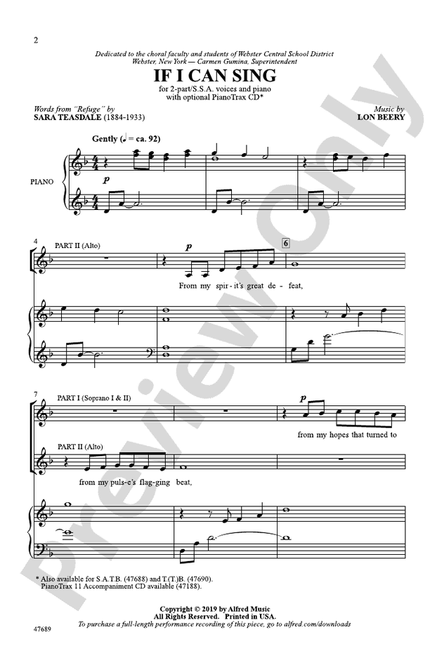 If I Can Sing – 2-Part / SSA Choral Octavo (Digital Download)