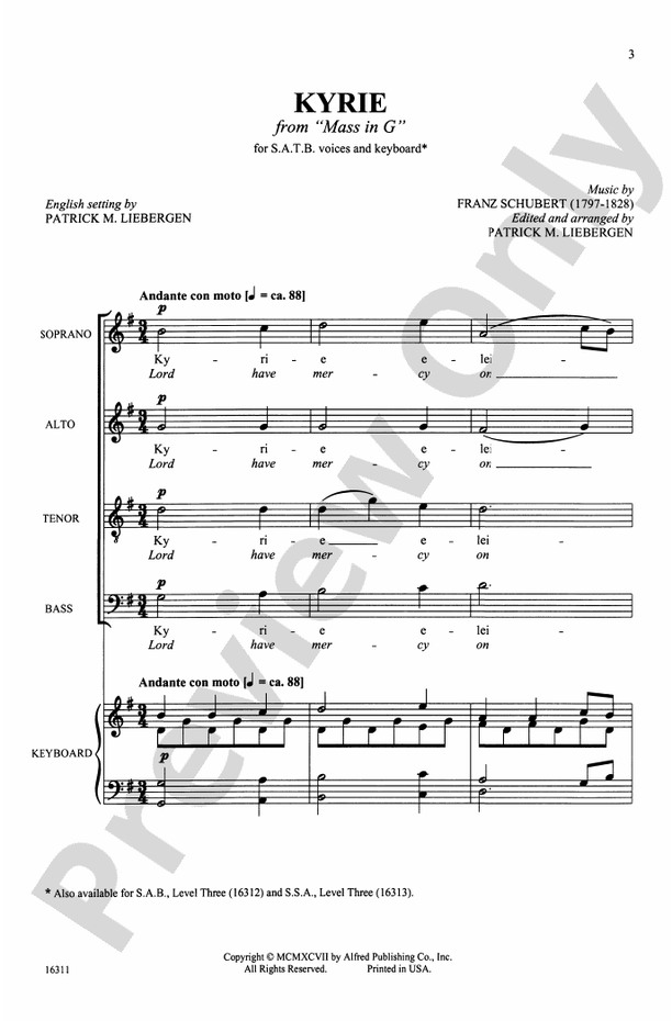 Kyrie (from Mass in G) – SATB Choral Octavo (Digital Download)