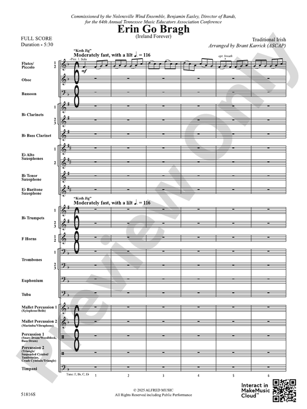Erin Go Bragh - Concert Band Conductor Score & Parts(Digital Download)
