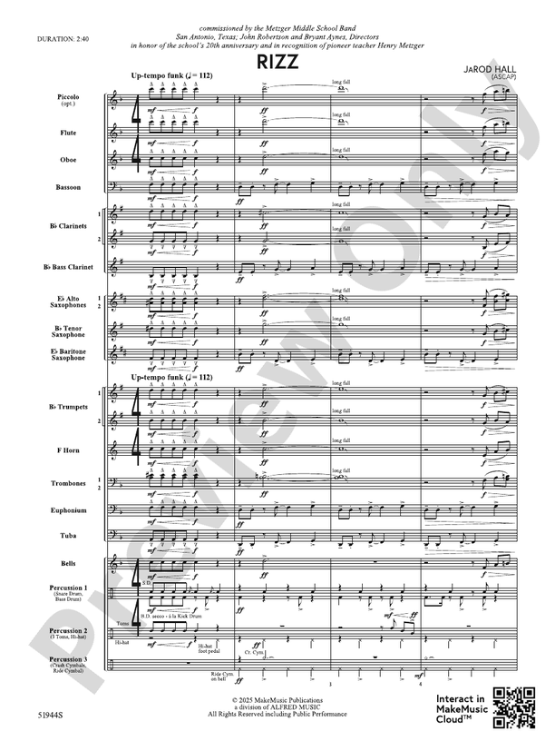 Rizz - Concert Band Conductor Score & Parts(Digital Download)