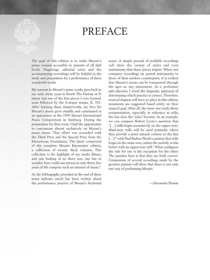 Mozart - Piano Sonatas Vol. 2 Book/OLA - Schirmer Performance Editions - Schirmer