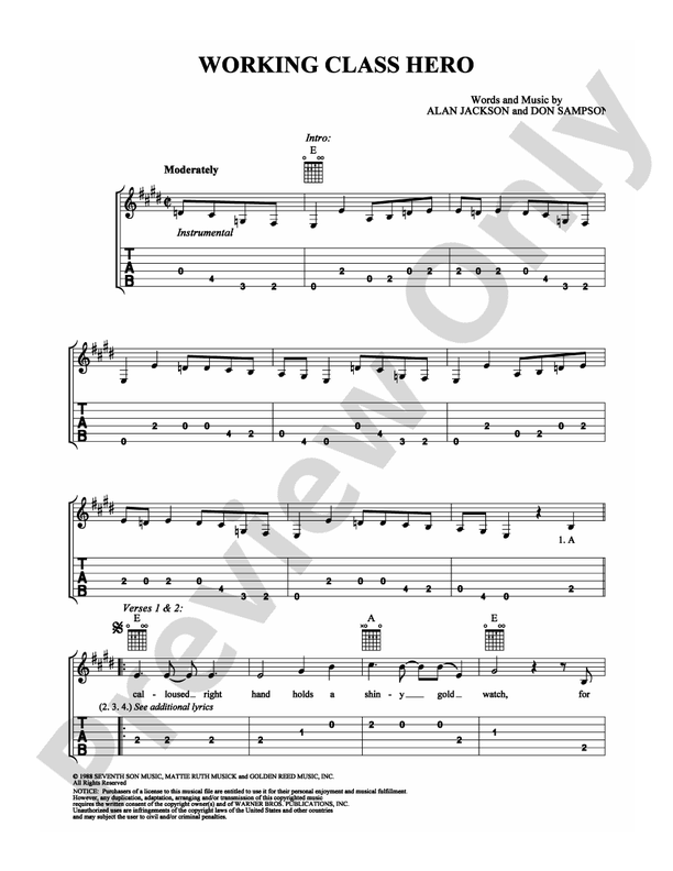 Working Class Hero - Easy Guitar (Digital Download)