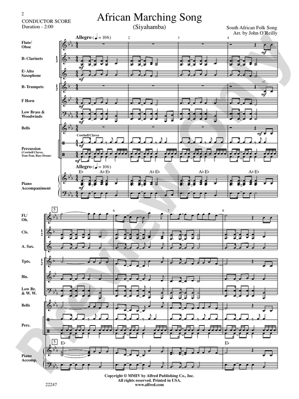 African Marching Song - Concert Band Conductor Score & Parts (Digital Download)