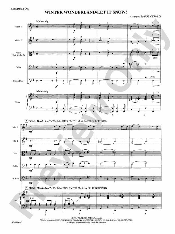 Winter Wonderland / Let It Snow! – String Orchestra Conductor Score & Parts (Digital Download)