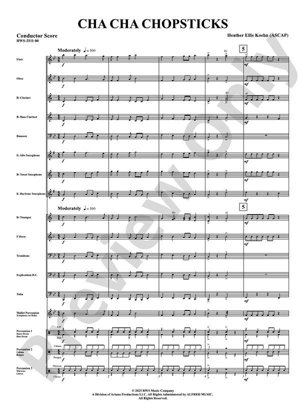 Cha Cha Chopsticks - Concert Band Conductor Score & Parts(Digital Download)